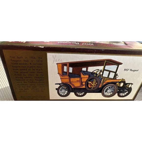 LESNEY MATCHBOX VERY RARE YESTERYEAR Y5 GOLD 1907 PEUGEOT Amber  1973 In Box - Picture 3 of 4